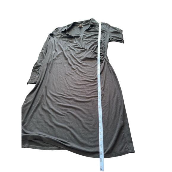 J. Jill Black Dress Collared Office Stretch Long Sleeve Faux Wrap Work Large - Picture 10 of 10